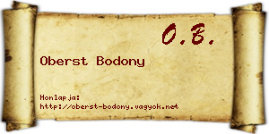 Oberst Bodony névjegykártya